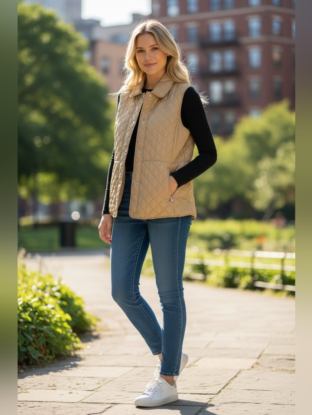 Lauren Ralph‎ Lauren Beige Quilted Women's Vest xLarge New With Tag